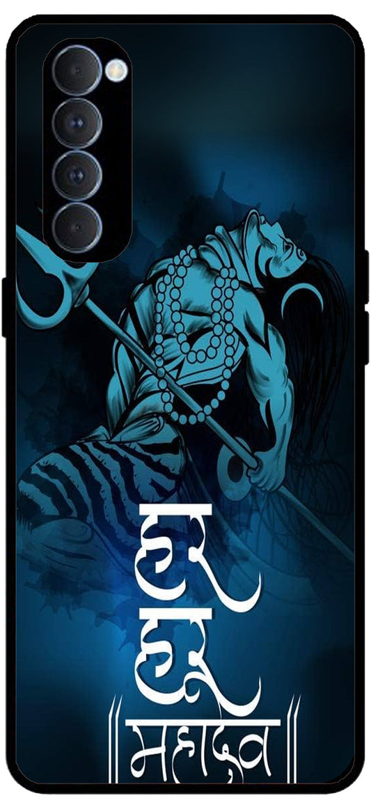 Har Har Mahadev Unbreakable Metal Back Case Mobile Cover with 4 Side Protection and Soft TPU Sides for Oppo Reno pro