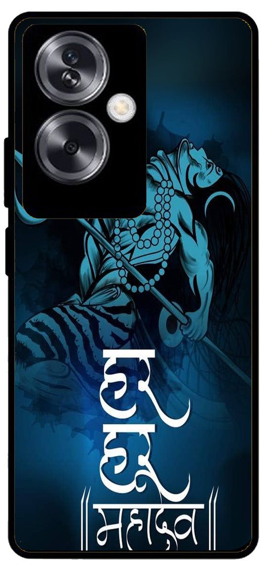 Har Har Mahadev Unbreakable Metal Back Case Mobile Cover with 4 Side Protection and Soft TPU Sides for Oppo A79 NEW