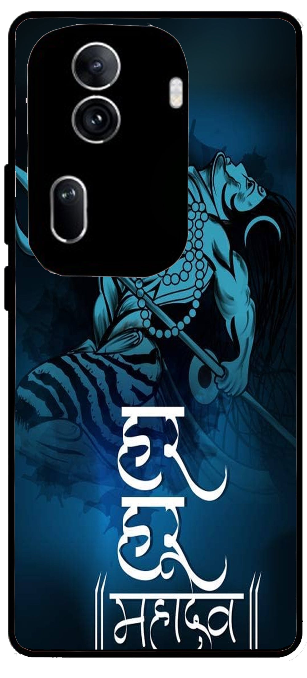 Har Har Mahadev Unbreakable Metal Back Case Mobile Cover with 4 Side Protection and Soft TPU Sides for Oppo Reno 11 pro