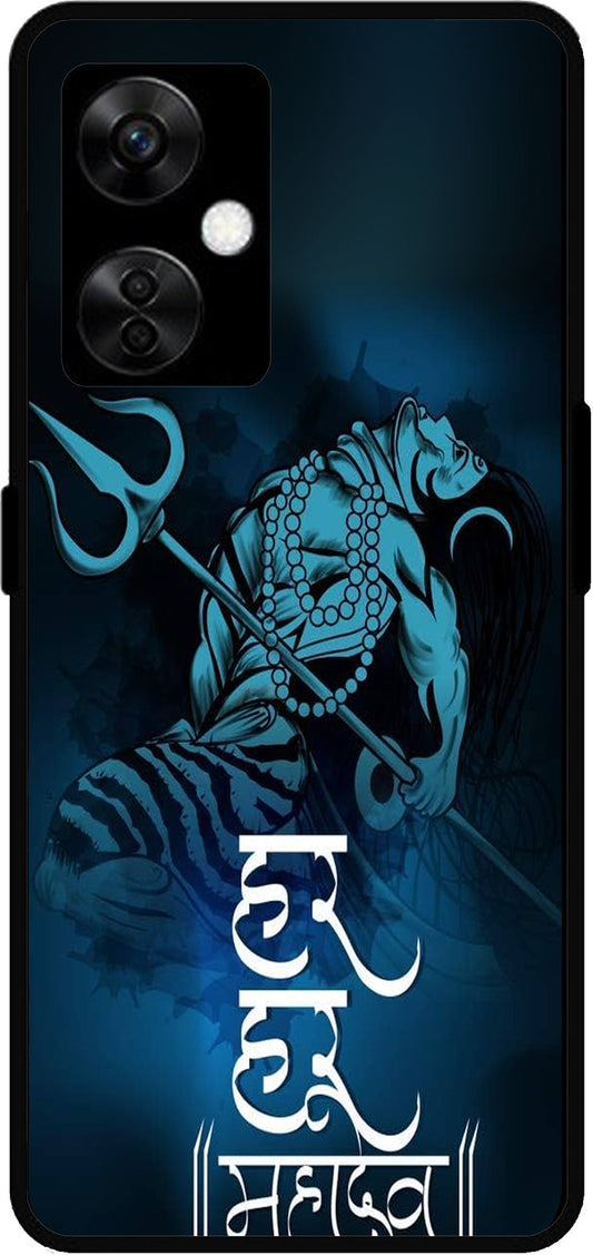 Har Har Mahadev Unbreakable Metal Back Case Mobile Cover with 4 Side Protection and Soft TPU Sides for OnePlus Nord CE3 Lite