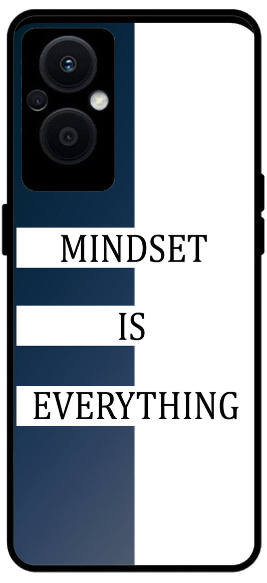 Mindset is Everything Unbreakable Metal Back Case Mobile Cover with 4 Side Protection and Soft TPU Sides for OPPO F21 PRO 5G