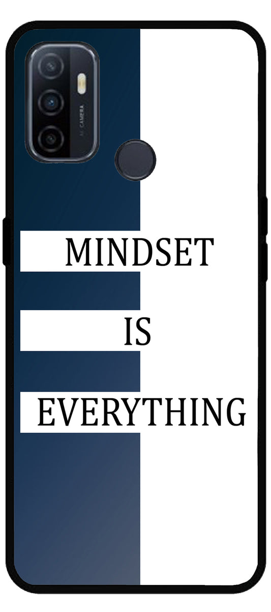 Mindset is Everything Unbreakable Metal Back Case Mobile Cover with 4 Side Protection and Soft TPU Sides for Oppo A53