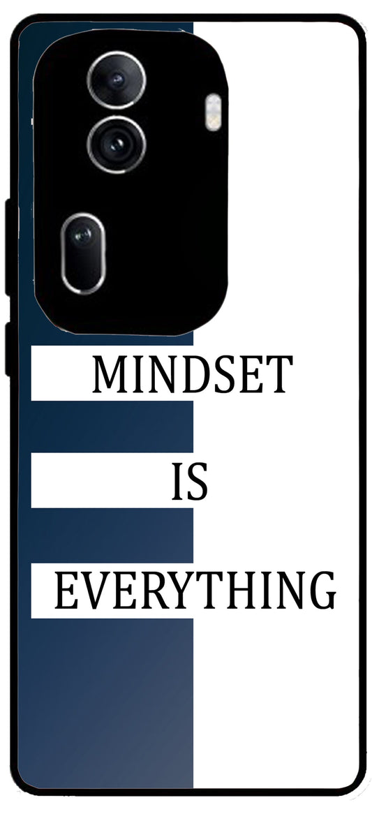 Mindset is Everything Unbreakable Metal Back Case Mobile Cover with 4 Side Protection and Soft TPU Sides for Oppo Reno 11 pro