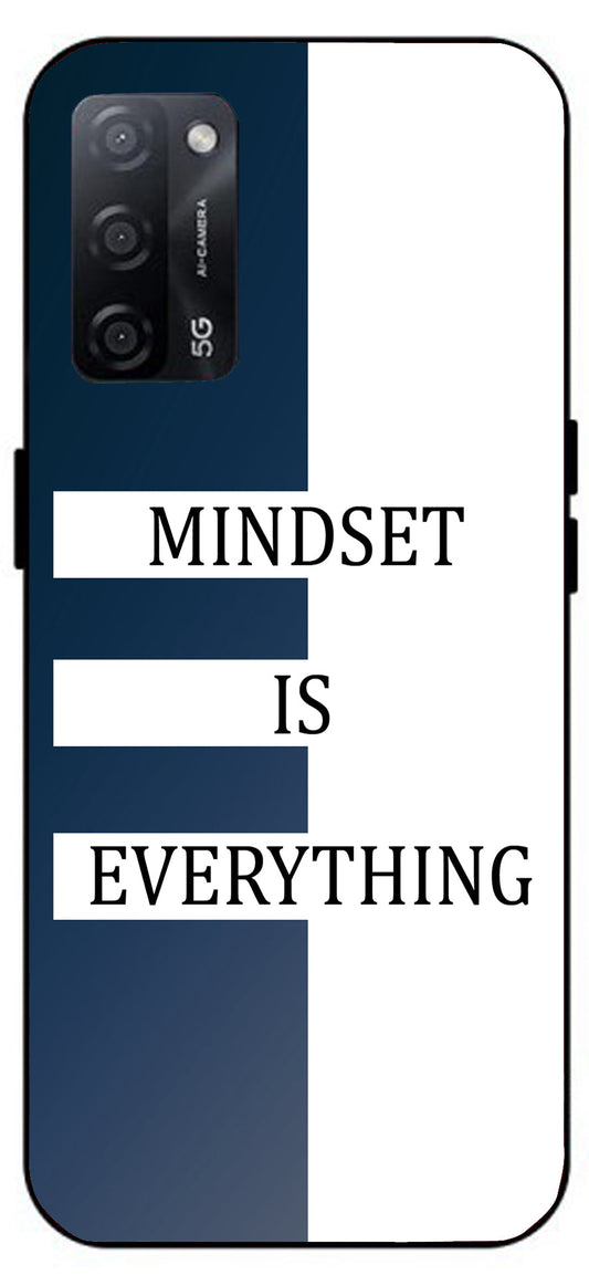 Mindset is Everything Unbreakable Metal Back Case Mobile Cover with 4 Side Protection and Soft TPU Sides for Oppo A53s 5G