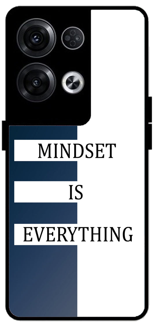 Mindset is Everything Unbreakable Metal Back Case Mobile Cover with 4 Side Protection and Soft TPU Sides for Oppo Reno 8 Pro 5G 2D