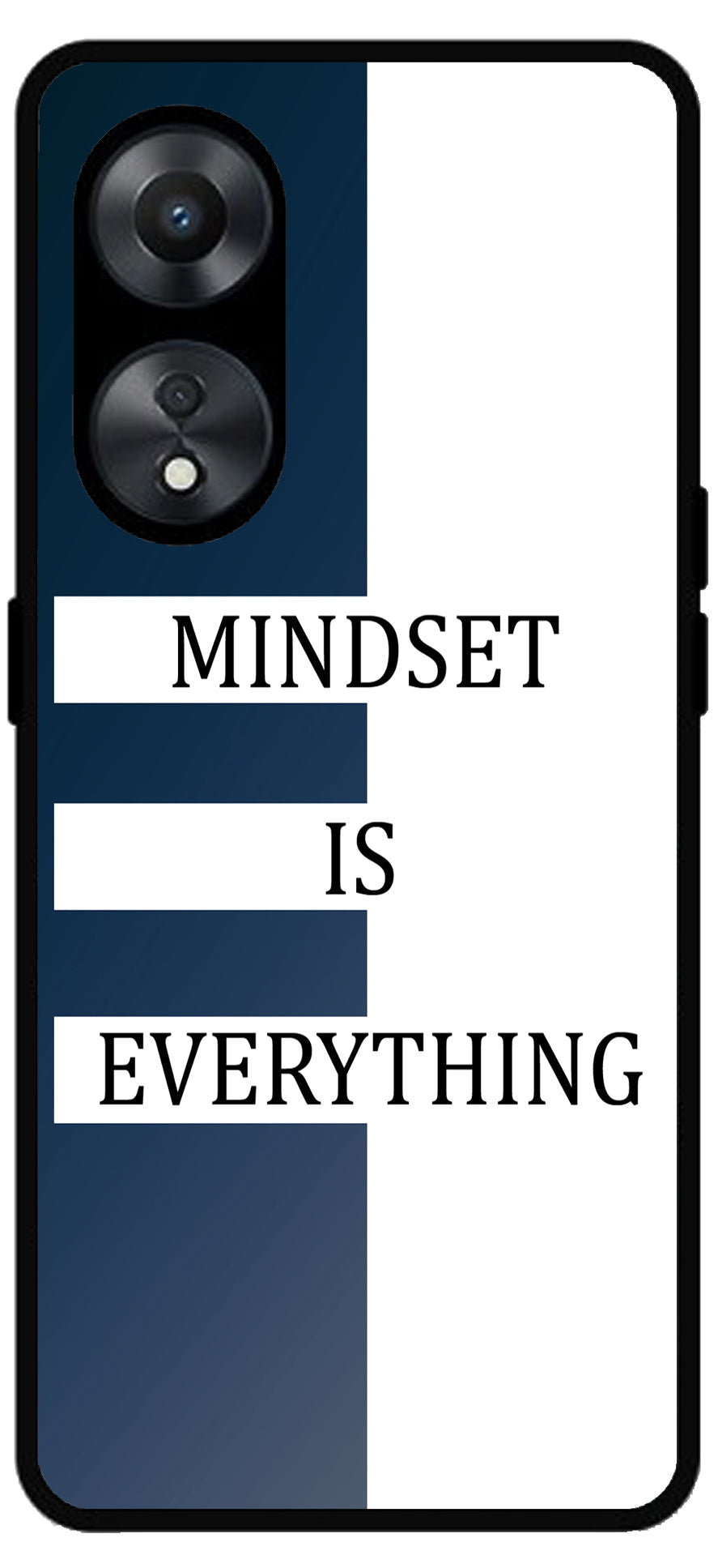 Mindset is Everything Unbreakable Metal Back Case Mobile Cover with 4 Side Protection and Soft TPU Sides for Oppo a78 5g