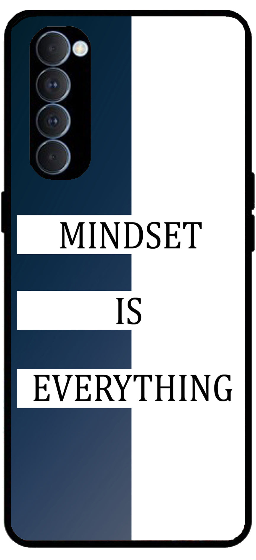 Mindset is Everything Unbreakable Metal Back Case Mobile Cover with 4 Side Protection and Soft TPU Sides for RENO4 PRO