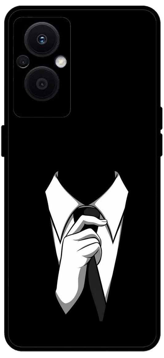 Cool Gentleman Unbreakable Metal Back Case Mobile Cover with 4 Side Protection and Soft TPU Sides for OPPO F21 PRO 5G