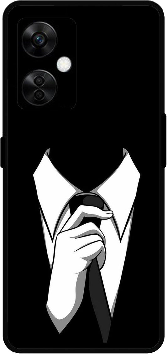 Cool Gentleman Unbreakable Metal Back Case Mobile Cover with 4 Side Protection and Soft TPU Sides for OnePlus Nord CE3 Lite