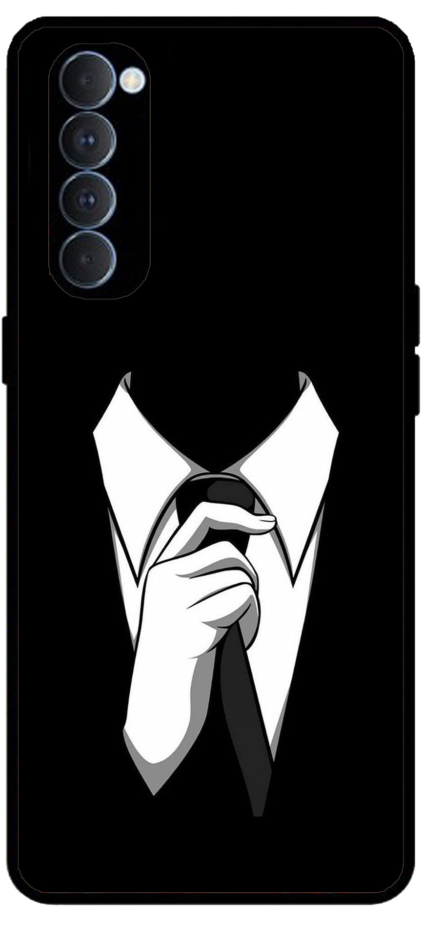 Cool Gentleman Unbreakable Metal Back Case Mobile Cover with 4 Side Protection and Soft TPU Sides for RENO4 PRO