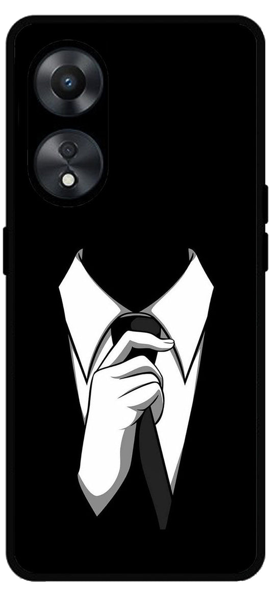 Cool Gentleman Unbreakable Metal Back Case Mobile Cover with 4 Side Protection and Soft TPU Sides for Oppo a78 5g