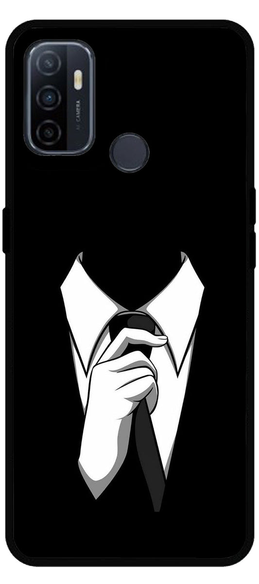 Cool Gentleman Unbreakable Metal Back Case Mobile Cover with 4 Side Protection and Soft TPU Sides for Oppo A53