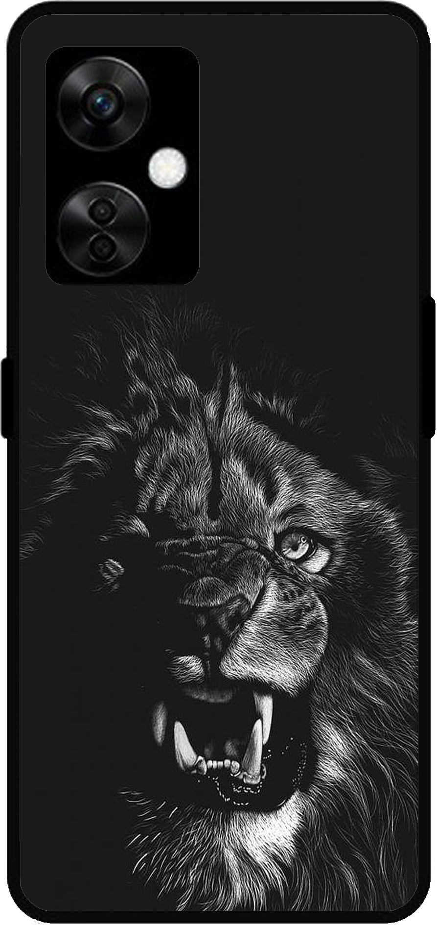 Angry Lion Unbreakable Metal Back Case Mobile Cover with 4 Side Protection and Soft TPU Sides for OnePlus Nord CE3 Lite