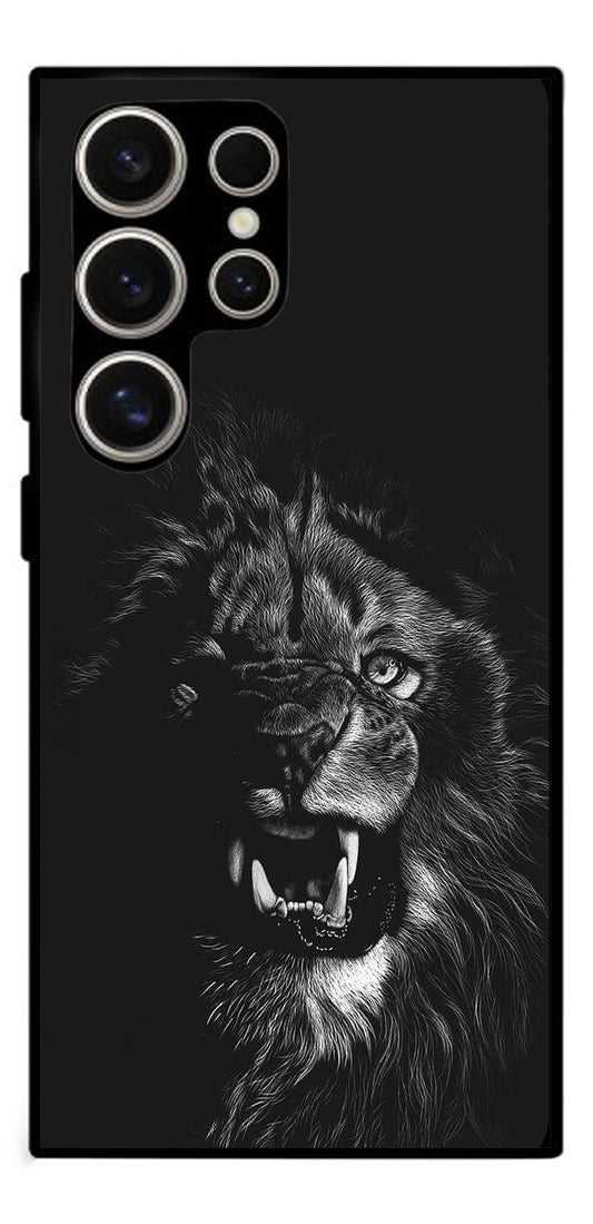 Angry Lion Unbreakable Metal Back Case Mobile Cover with 4 Side Protection and Soft TPU Sides for Samsung s24ultra