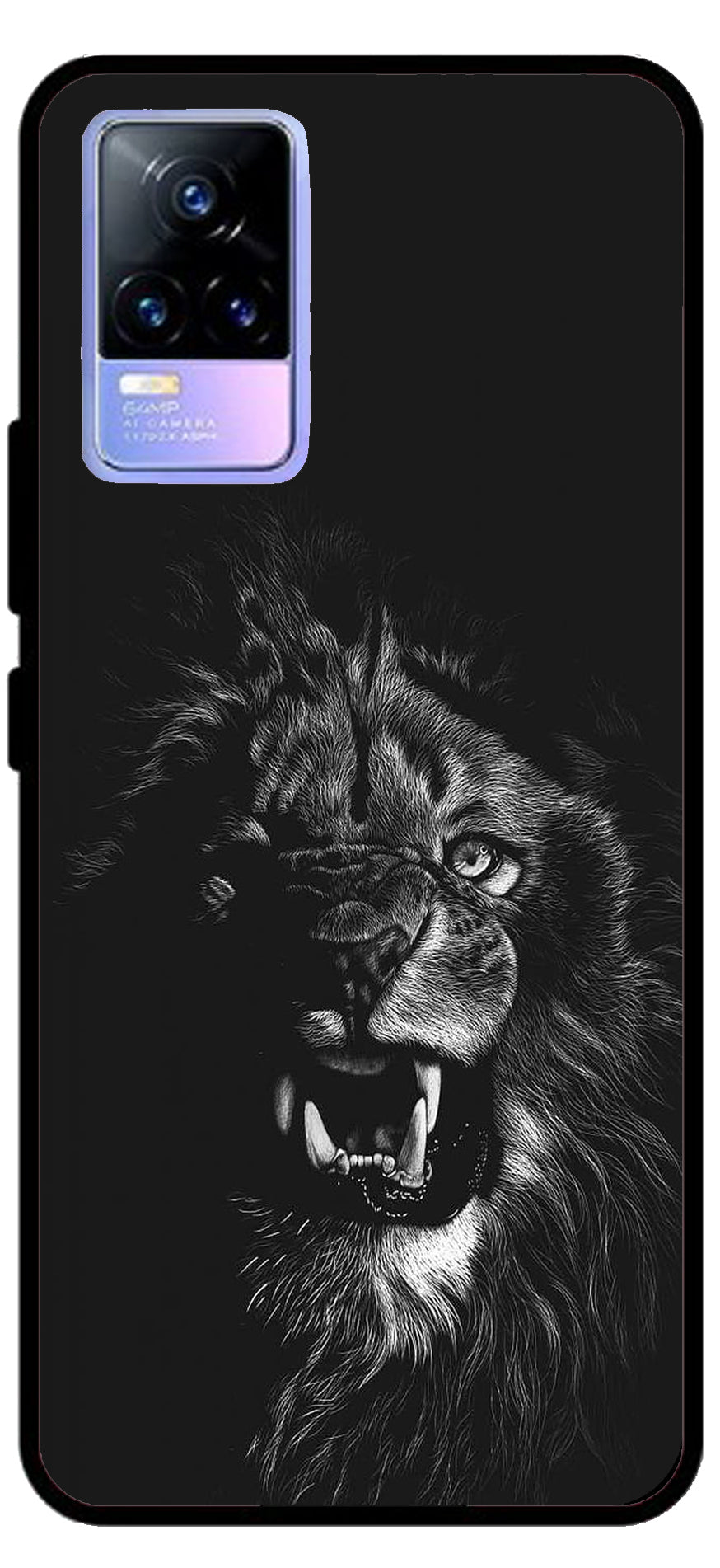 Angry Lion Unbreakable Metal Back Case Mobile Cover with 4 Side Protection and Soft TPU Sides for Vivo Y73