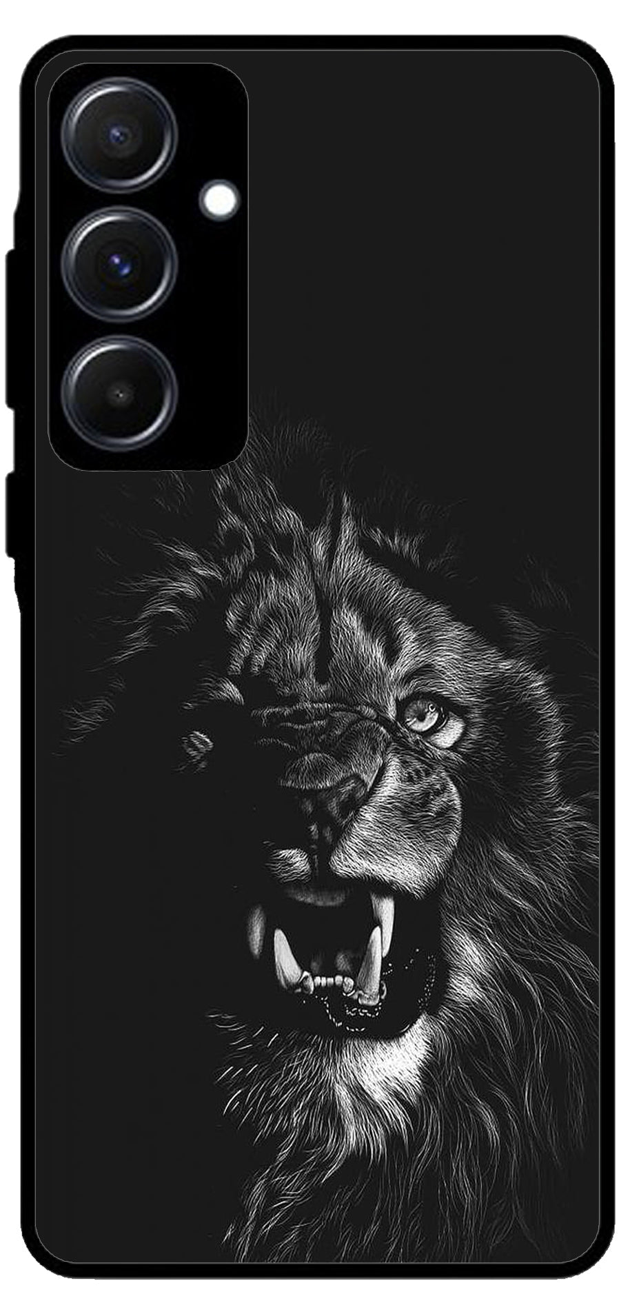 Angry Lion Unbreakable Metal Back Case Mobile Cover with 4 Side Protection and Soft TPU Sides for Samsung A55