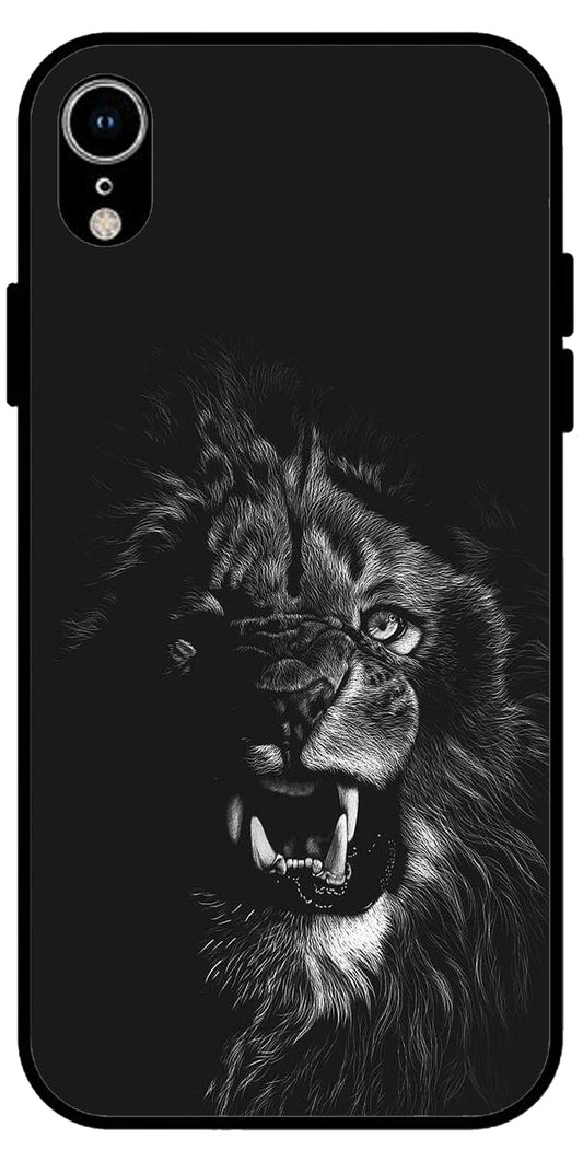 Angry Lion Unbreakable Metal Back Case Mobile Cover with 4 Side Protection and Soft TPU Sides for iphone xr