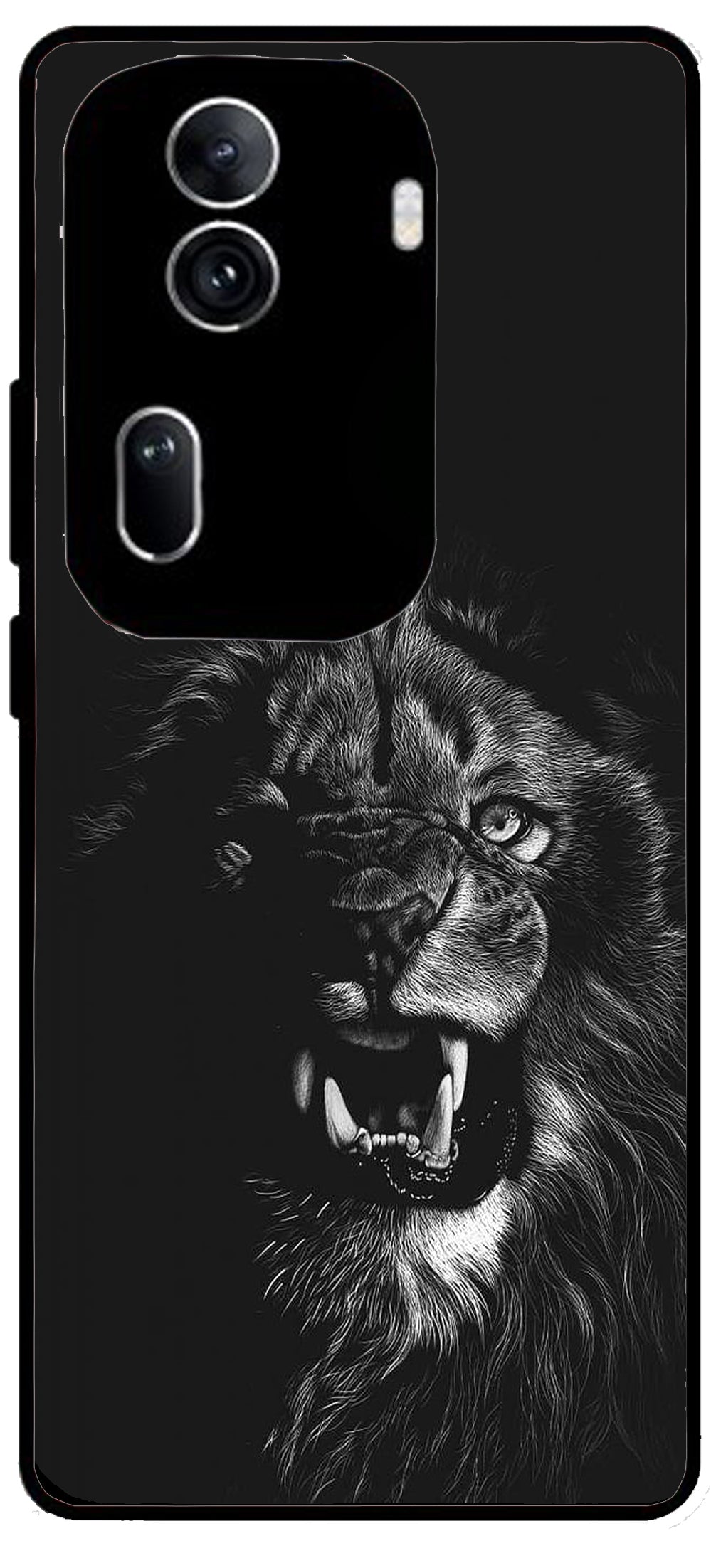 Angry Lion Unbreakable Metal Back Case Mobile Cover with 4 Side Protection and Soft TPU Sides for Oppo Reno 11 pro