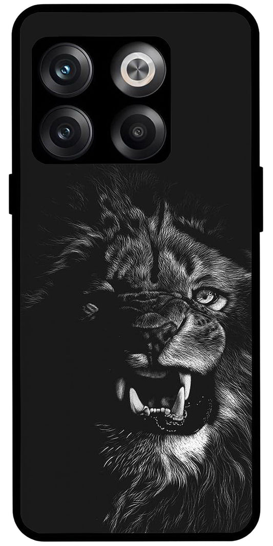 Angry Lion Unbreakable Metal Back Case Mobile Cover with 4 Side Protection and Soft TPU Sides for OnePlus 10T