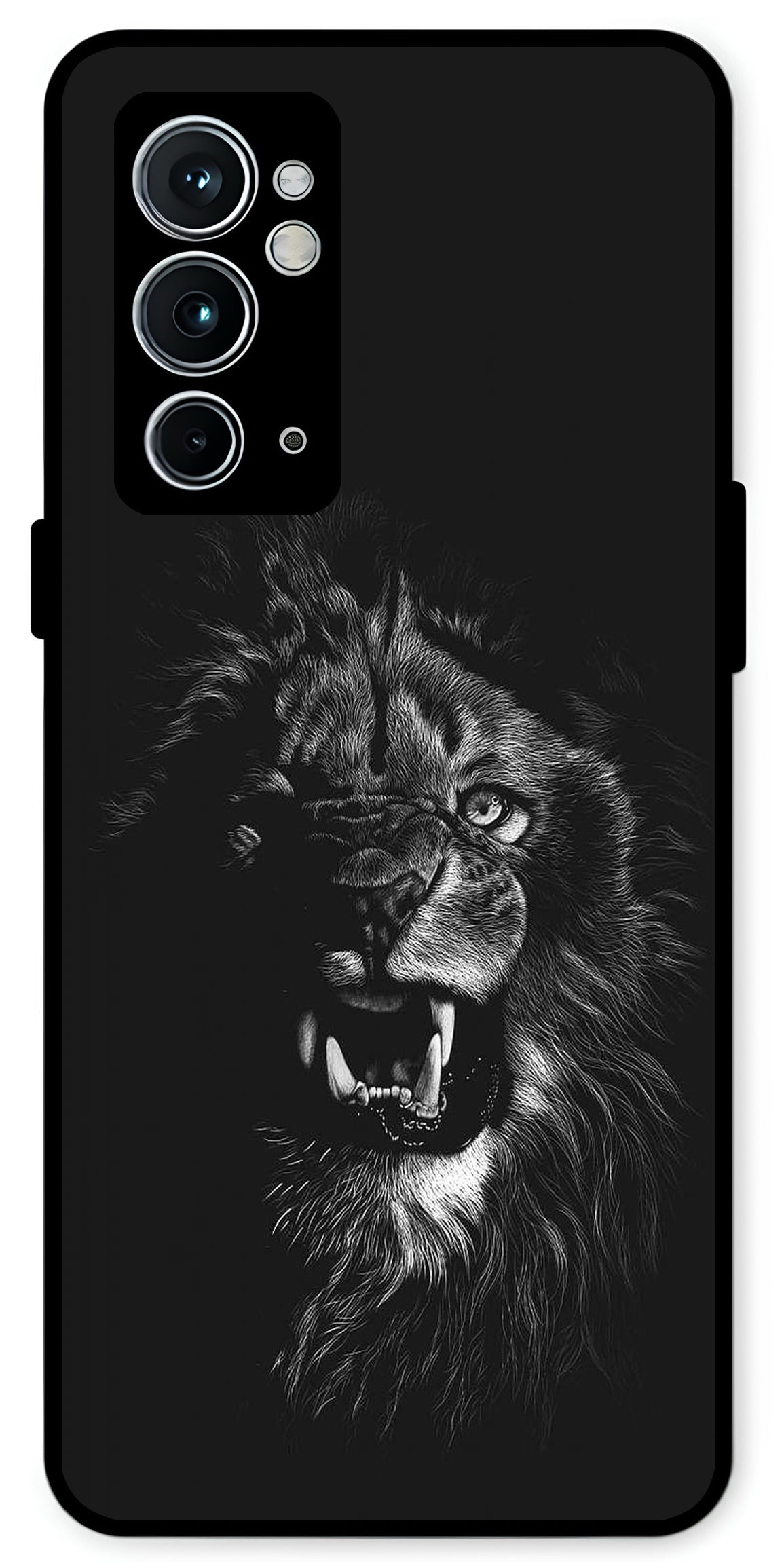 Angry Lion Unbreakable Metal Back Case Mobile Cover with 4 Side Protection and Soft TPU Sides for OnePlus 9RT