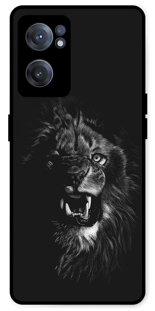 Angry Lion Unbreakable Metal Back Case Mobile Cover with 4 Side Protection and Soft TPU Sides for OnePlus Nord CE2 5G