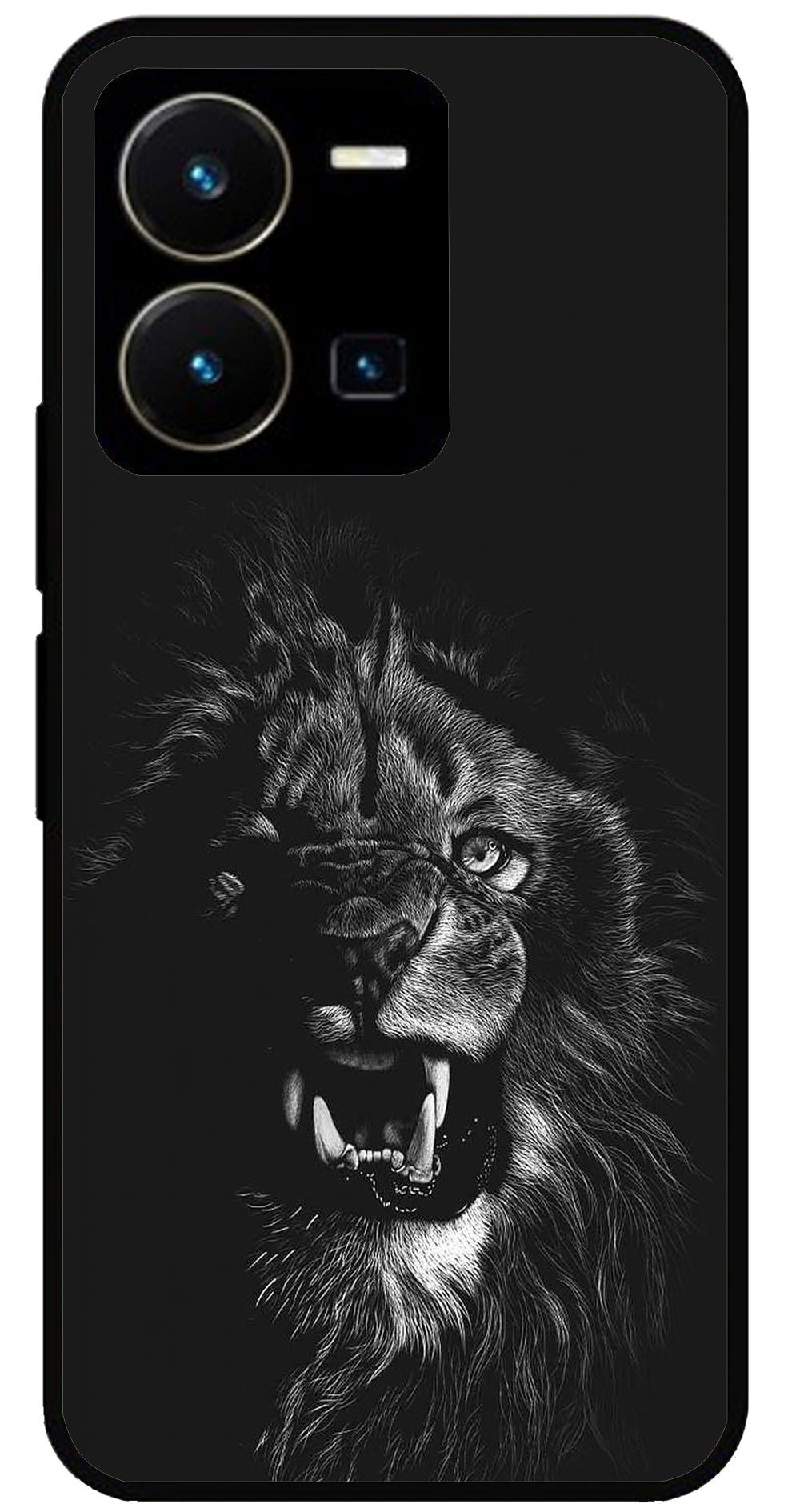 Angry Lion Unbreakable Metal Back Case Mobile Cover with 4 Side Protection and Soft TPU Sides for VIVO Y35