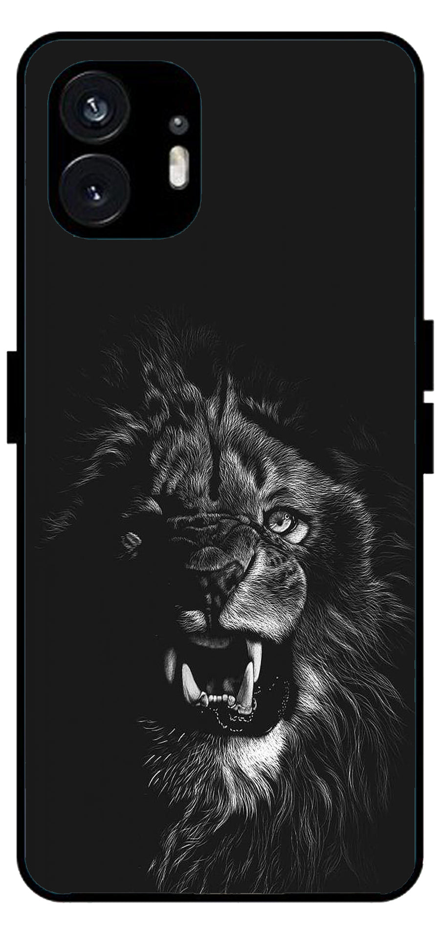 Angry Lion Unbreakable Metal Back Case Mobile Cover with 4 Side Protection and Soft TPU Sides for Nothing Phone 2