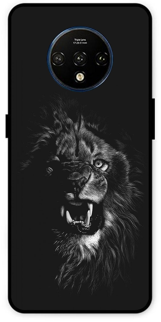 Angry Lion Unbreakable Metal Back Case Mobile Cover with 4 Side Protection and Soft TPU Sides for OnePlus7T