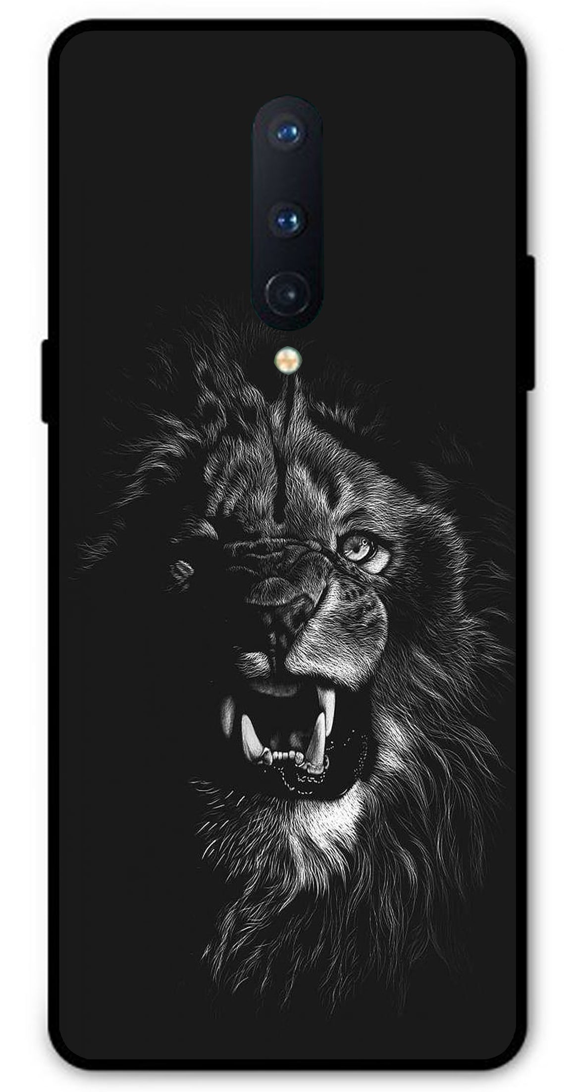 Angry Lion Unbreakable Metal Back Case Mobile Cover with 4 Side Protection and Soft TPU Sides for OnePlus 8