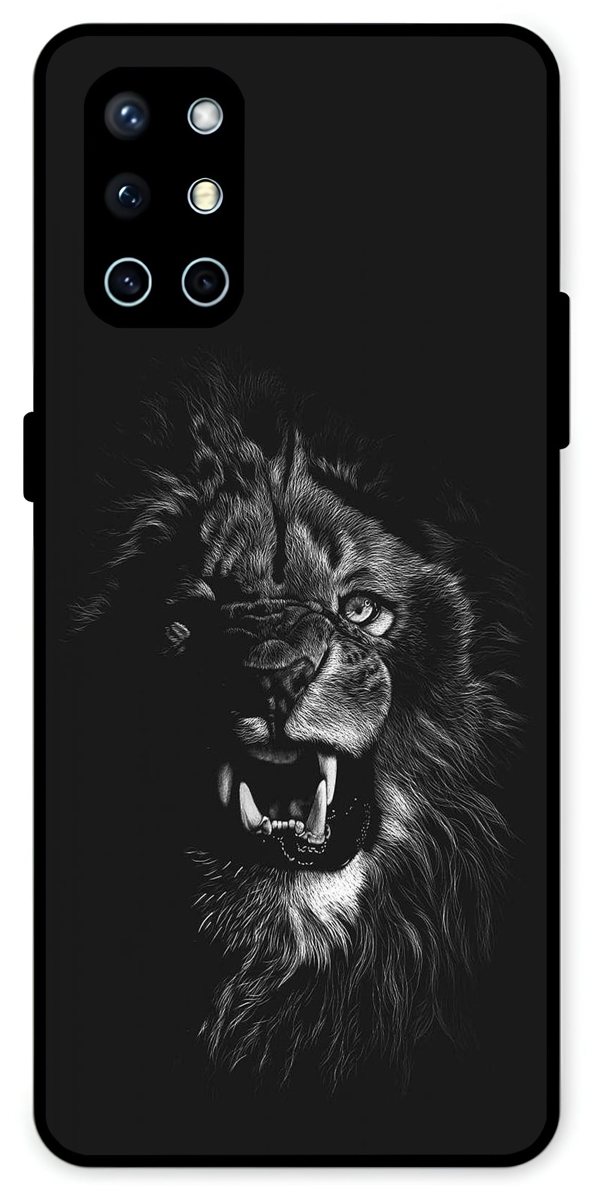 Angry Lion Unbreakable Metal Back Case Mobile Cover with 4 Side Protection and Soft TPU Sides for OnePlus 9R