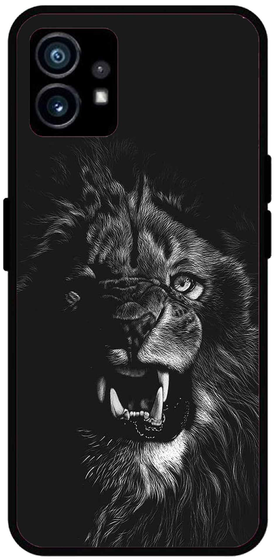 Angry Lion Unbreakable Metal Back Case Mobile Cover with 4 Side Protection and Soft TPU Sides for Nothing Phone 1