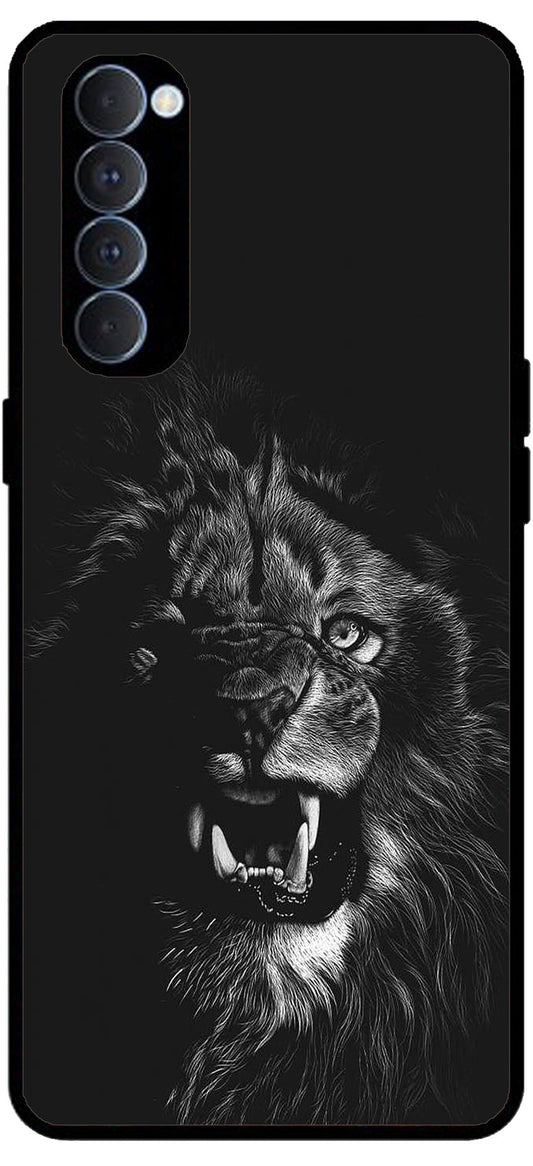 Angry Lion Unbreakable Metal Back Case Mobile Cover with 4 Side Protection and Soft TPU Sides for RENO4 PRO