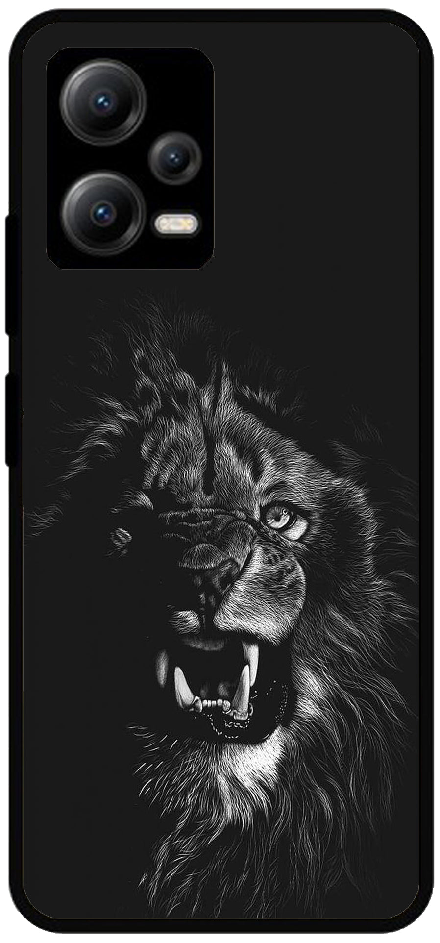 Angry Lion Unbreakable Metal Back Case Mobile Cover with 4 Side Protection and Soft TPU Sides for Redmi note 12 5G