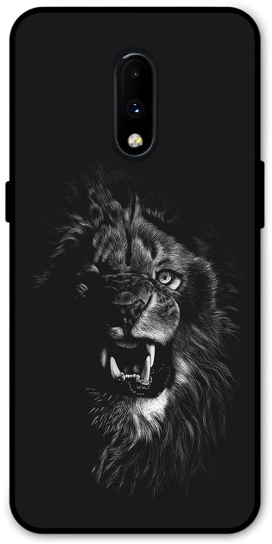 Angry Lion Unbreakable Metal Back Case Mobile Cover with 4 Side Protection and Soft TPU Sides for OnePlus7