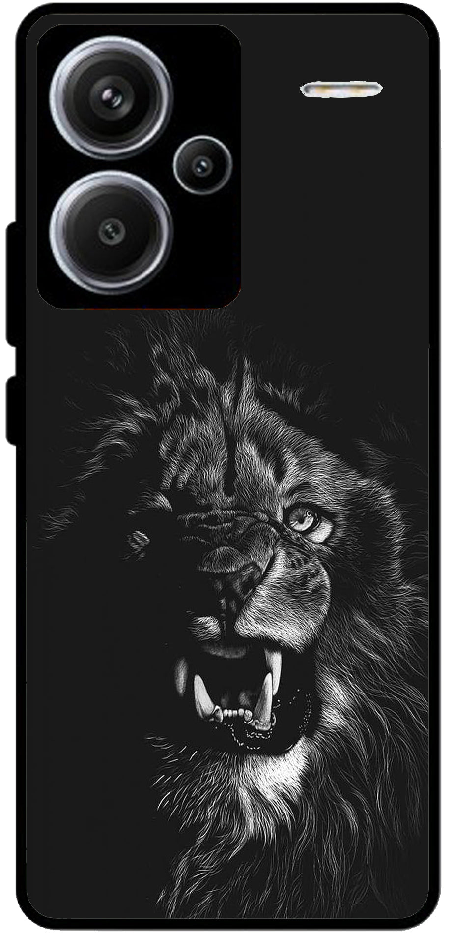 Angry Lion Unbreakable Metal Back Case Mobile Cover with 4 Side Protection and Soft TPU Sides for Redmi note 13 pro plus