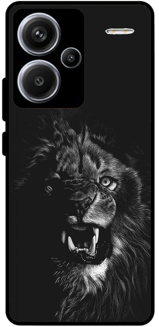 Angry Lion Unbreakable Metal Back Case Mobile Cover with 4 Side Protection and Soft TPU Sides for Redmi note 13 pro plus