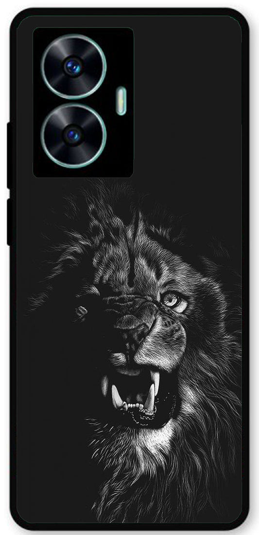 Angry Lion Unbreakable Metal Back Case Mobile Cover with 4 Side Protection and Soft TPU Sides for Realme c55 4g