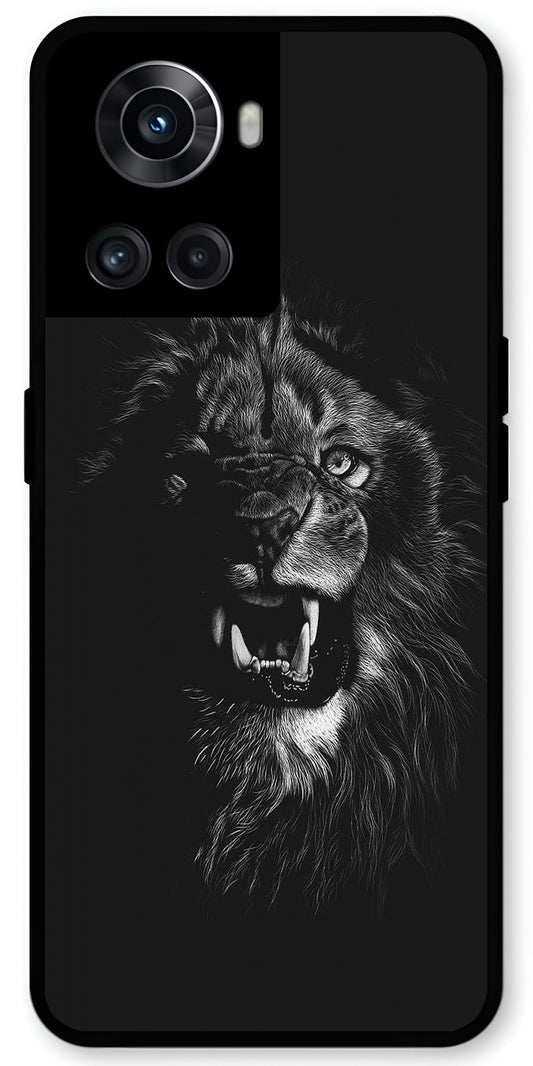 Angry Lion Unbreakable Metal Back Case Mobile Cover with 4 Side Protection and Soft TPU Sides for OnePlus 10R