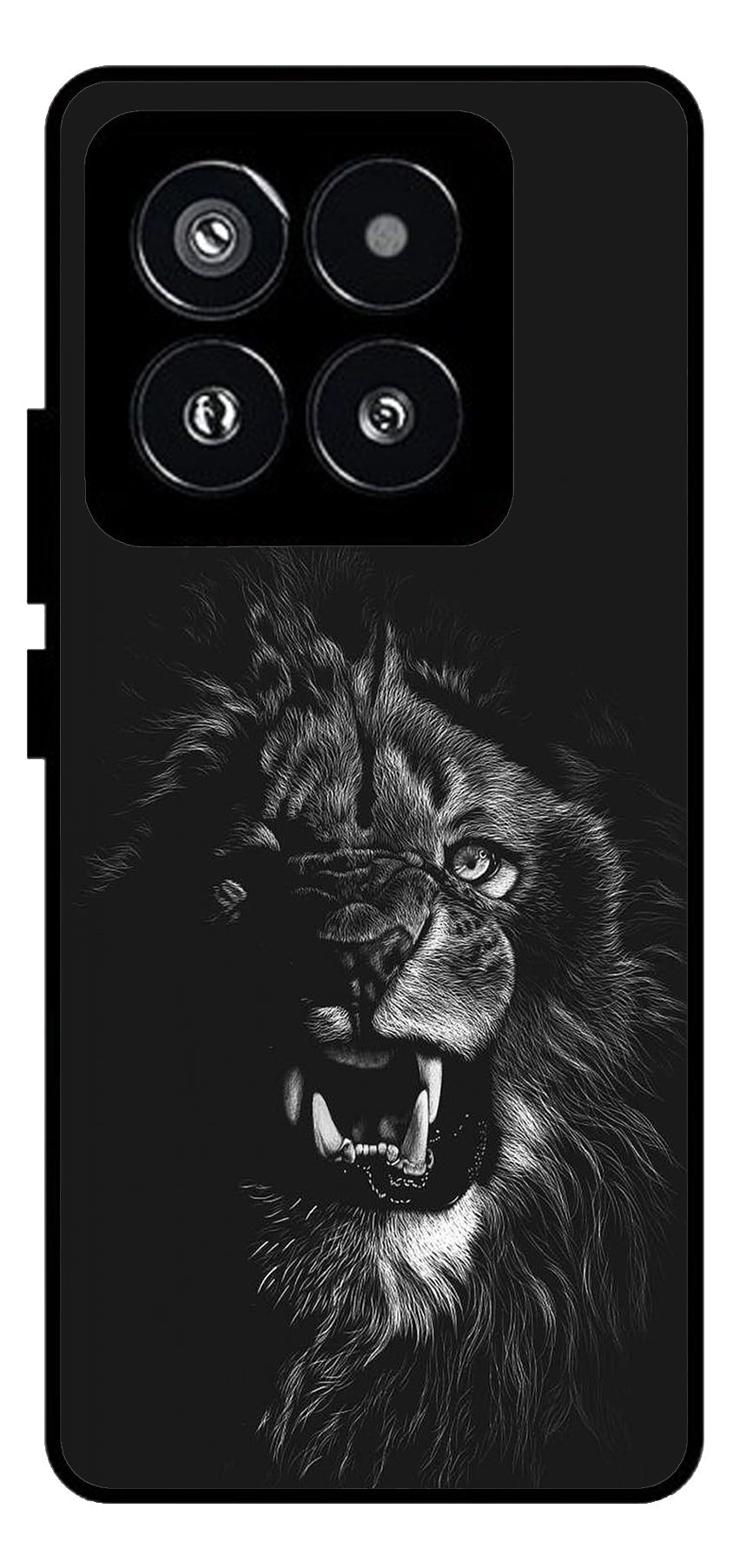 Angry Lion Unbreakable Metal Back Case Mobile Cover with 4 Side Protection and Soft TPU Sides for Xiaomi 14 Pro