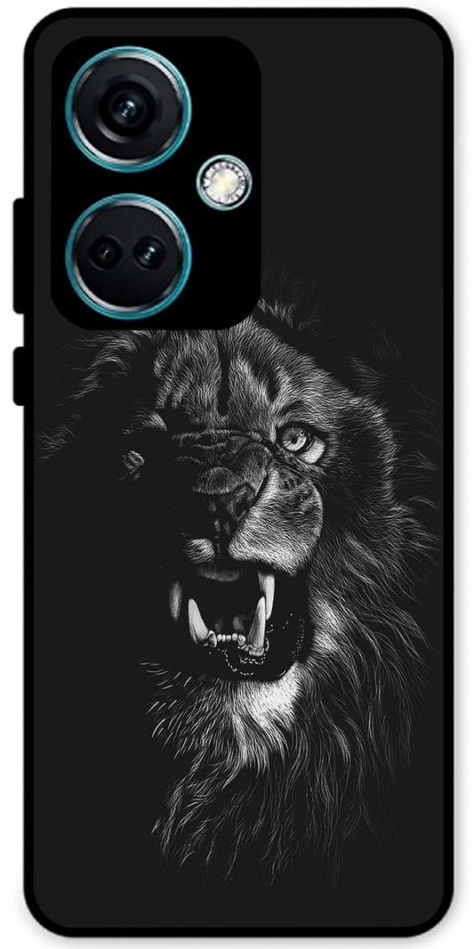 Angry Lion Unbreakable Metal Back Case Mobile Cover with 4 Side Protection and Soft TPU Sides for OnePlus Nord CE3 5G