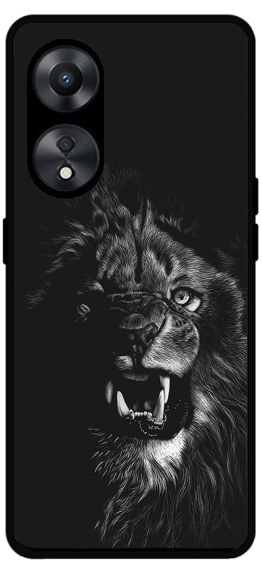 Angry Lion Unbreakable Metal Back Case Mobile Cover with 4 Side Protection and Soft TPU Sides for Oppo a78 5g