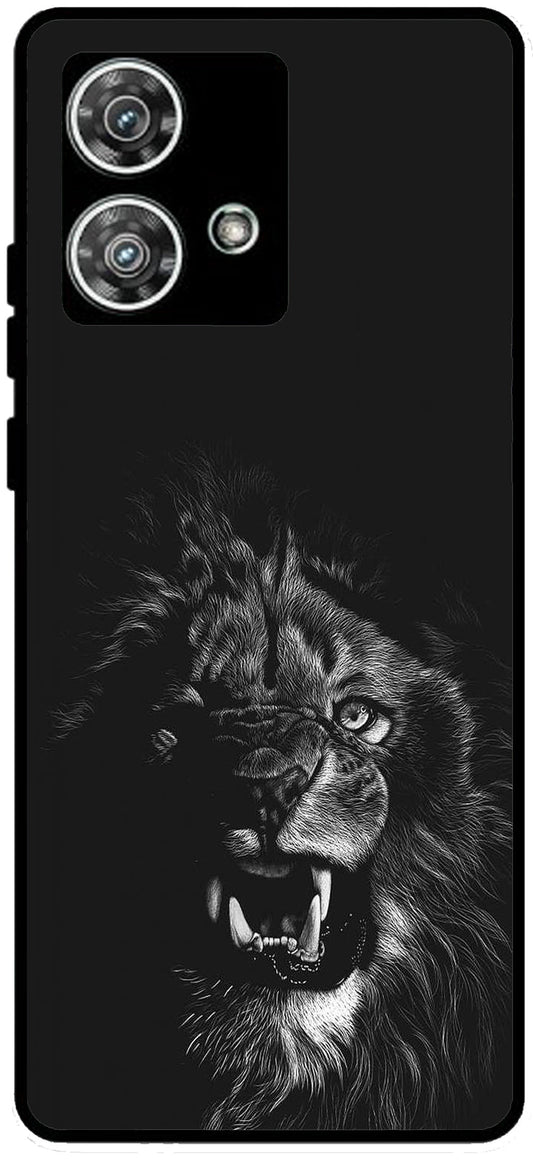 Angry Lion Unbreakable Metal Back Case Mobile Cover with 4 Side Protection and Soft TPU Sides for Moto edge 40 Neo New