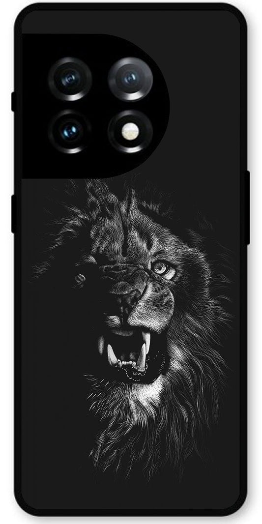 Angry Lion Unbreakable Metal Back Case Mobile Cover with 4 Side Protection and Soft TPU Sides for OnePlus 11