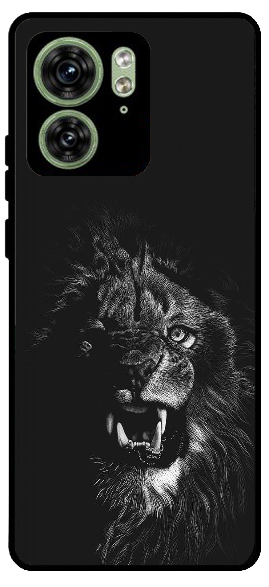 Angry Lion Unbreakable Metal Back Case Mobile Cover with 4 Side Protection and Soft TPU Sides for Moto Edge 40 5G