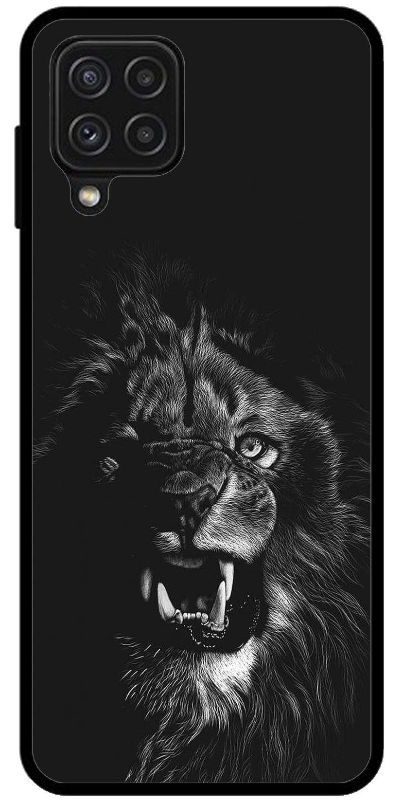 Angry Lion Unbreakable Metal Back Case Mobile Cover with 4 Side Protection and Soft TPU Sides for Samsung A22