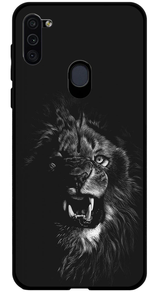 Angry Lion Unbreakable Metal Back Case Mobile Cover with 4 Side Protection and Soft TPU Sides for SAMSUNG M11