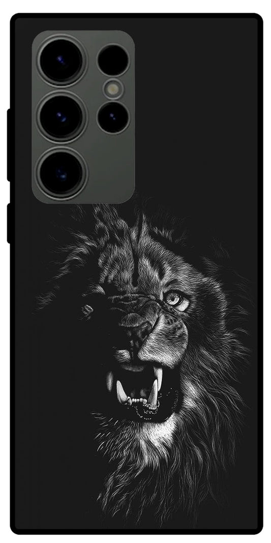 Angry Lion Unbreakable Metal Back Case Mobile Cover with 4 Side Protection and Soft TPU Sides for SAMSUNG S23 ULTRA