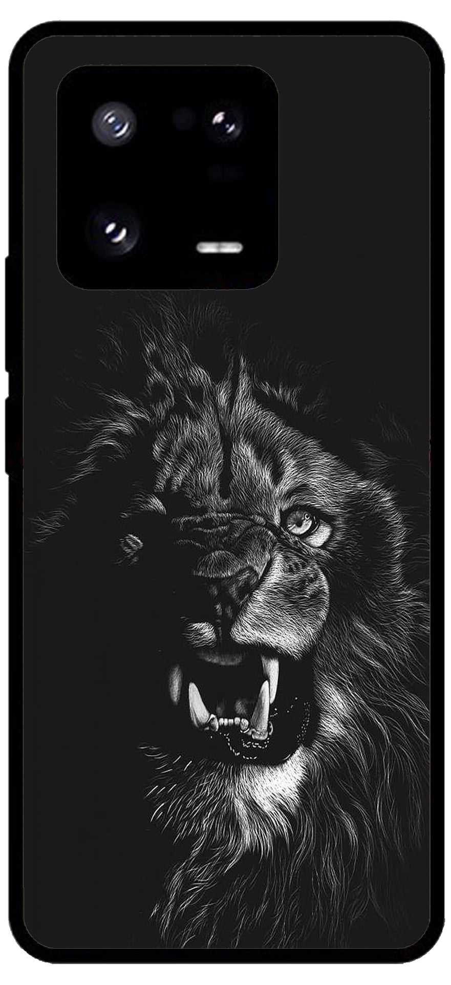 Angry Lion Unbreakable Metal Back Case Mobile Cover with 4 Side Protection and Soft TPU Sides for Xiaomi 13 Pro