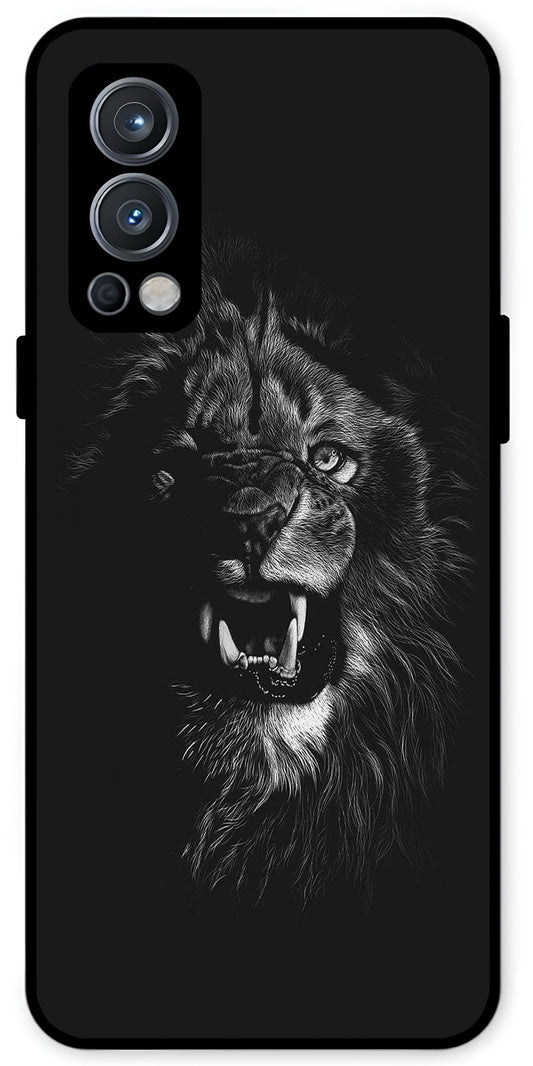 Angry Lion Unbreakable Metal Back Case Mobile Cover with 4 Side Protection and Soft TPU Sides for OnePlus Nord 2