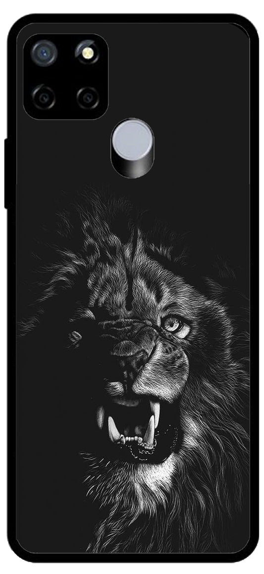 Angry Lion Unbreakable Metal Back Case Mobile Cover with 4 Side Protection and Soft TPU Sides for Realme C15